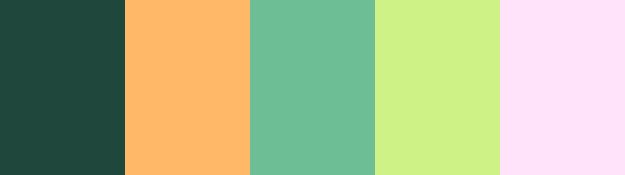 Palette Maison Faitout : vert sapin, pêche, vert sauge, vert anis et rose pâle