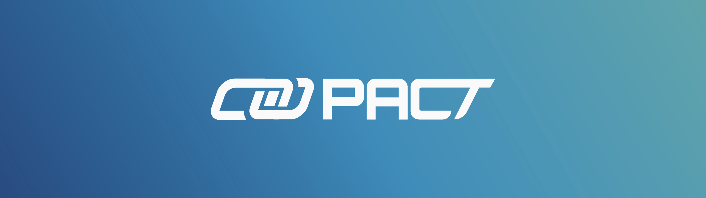 Logo PACT horizontal en blanc sur dégradé bleu