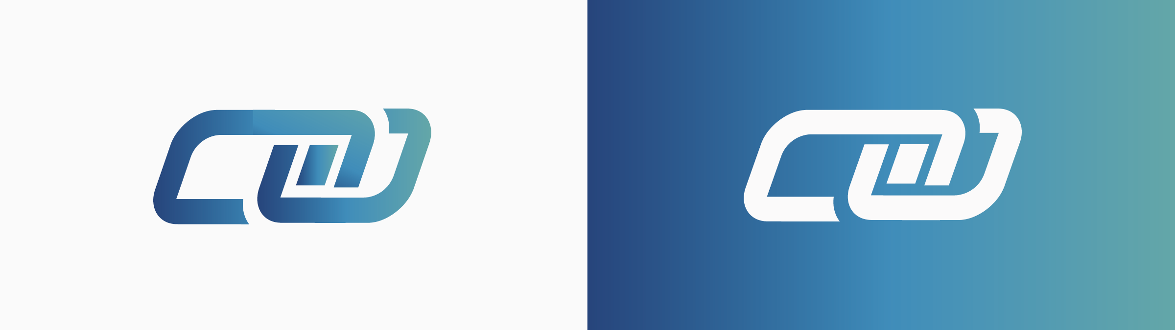 Le pictogramme PACT seul, en bleu sur blanc et en blanc sur dégradé